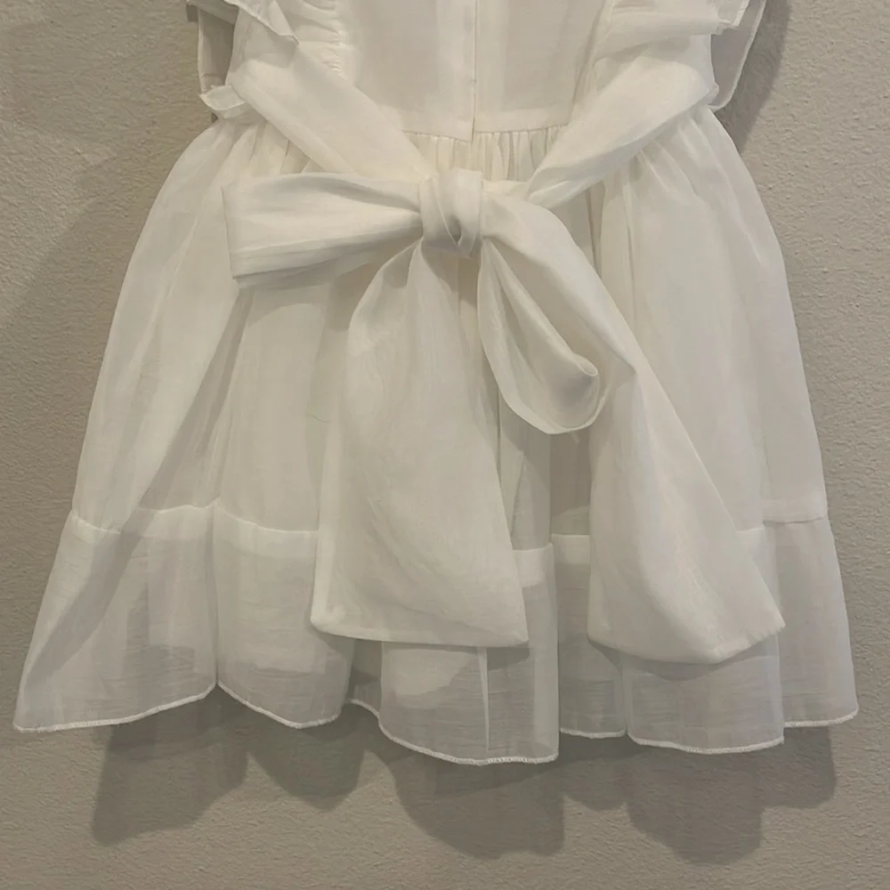 White Ruffle Sleeve Formal Dress for Girls